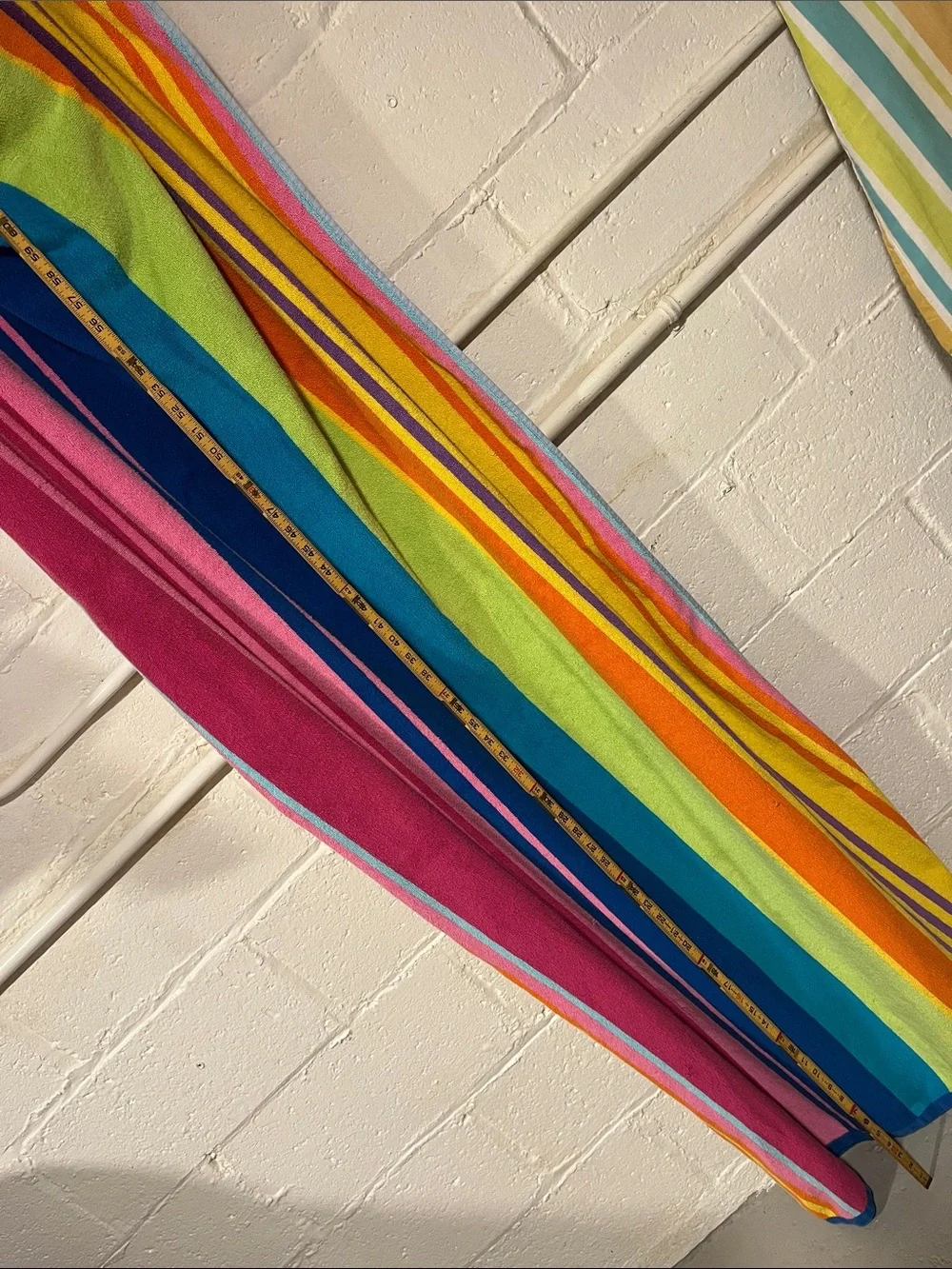 Rainbow Stripe Beach Towel - Pink & Multi about 65 x 57 approximately
